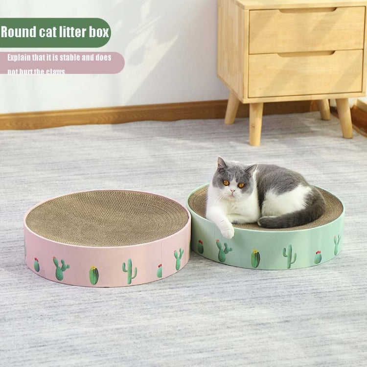 Round Corrugated Cat Scratcher Claw Sharpener Toy Bed, Colour: Blue Letters 41x41x10cm