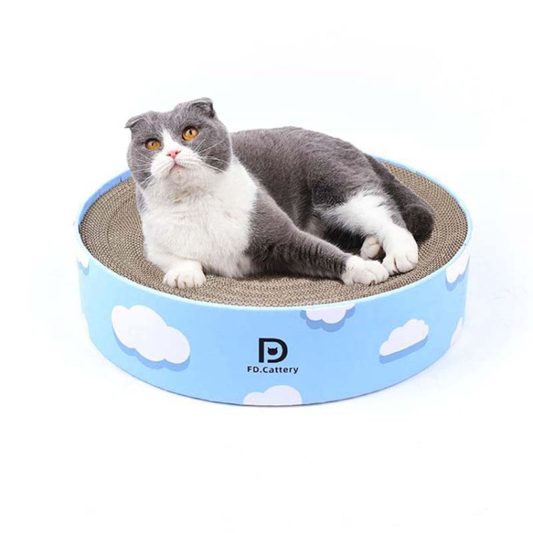 Round Corrugated Cat Scratcher Claw Sharpener Toy Bed, Colour: Cloud 32x32x6cm