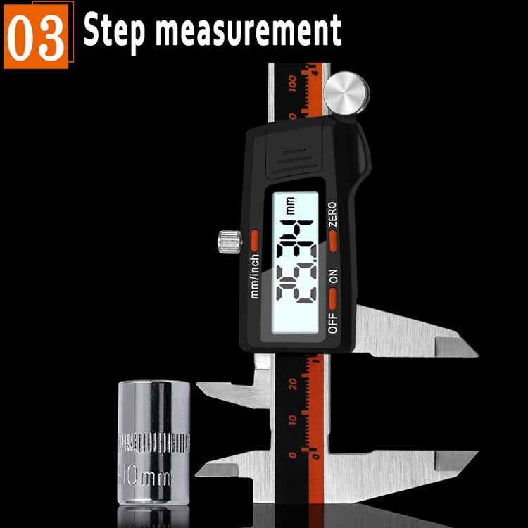 0-150mm Plastic Meter Stainless Steel Body Digital Display Electronic High-Precision Vernier Caliper, Specification: 2 Units of mm/inch