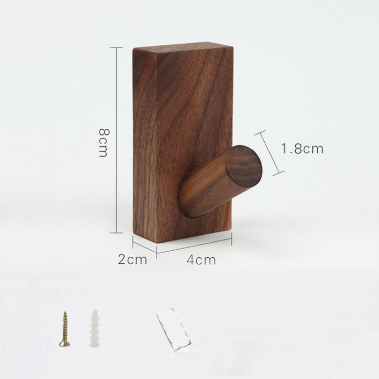 Solid Wood Punch-Free Entrance Behind The Door On The Wall Sticky Hook Clothes Hook Black Walnut