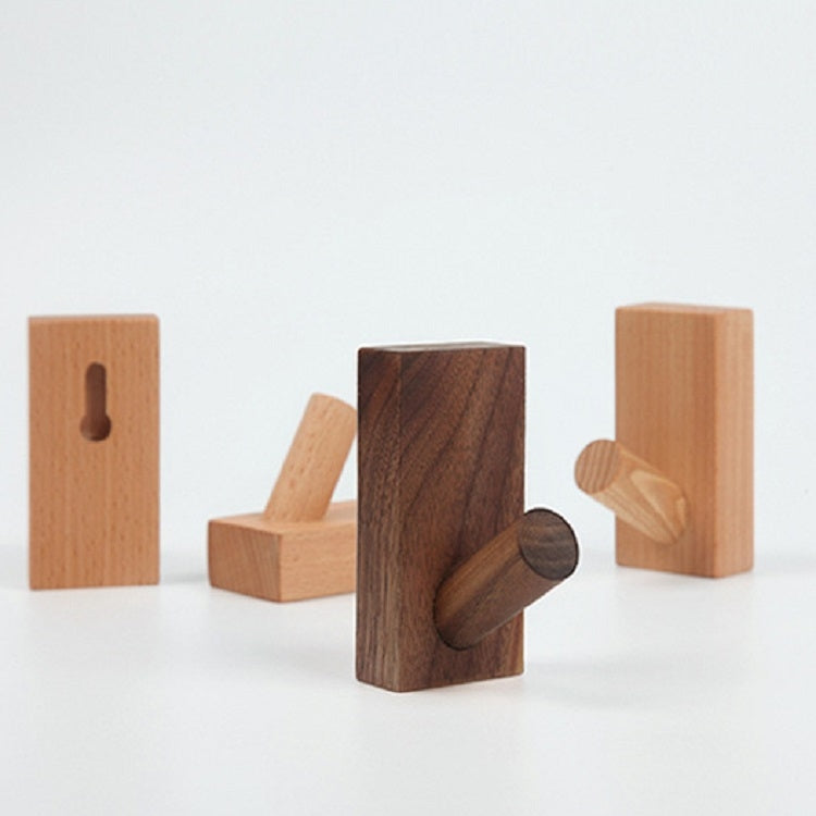 Solid Wood Punch-Free Entrance Behind The Door On The Wall Sticky Hook Clothes Hook Black Walnut