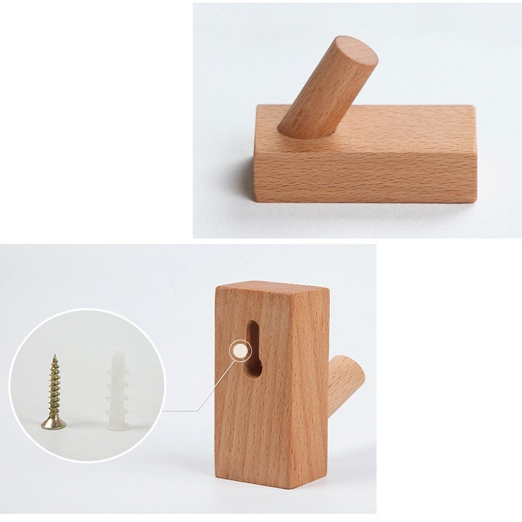 Solid Wood Punch-Free Entrance Behind The Door On The Wall Sticky Hook Clothes Hook Black Walnut