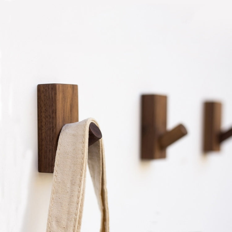 Solid Wood Punch-Free Entrance Behind The Door On The Wall Sticky Hook Clothes Hook Black Walnut