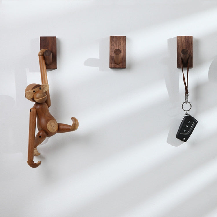 Solid Wood Punch-Free Entrance Behind The Door On The Wall Sticky Hook Clothes Hook Black Walnut