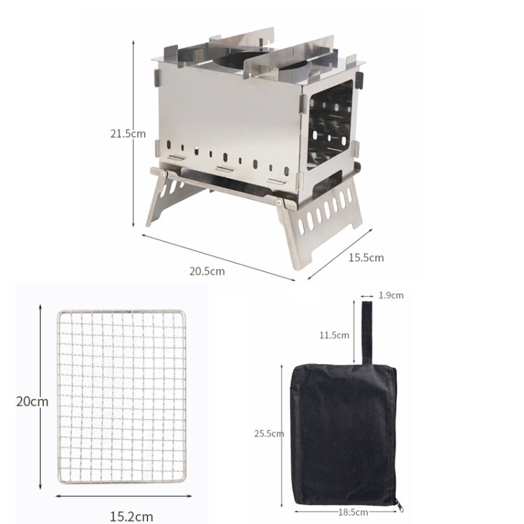 Outdoor Folding Card Stove Barbecue Rack Camping Windproof Burning Fire Station