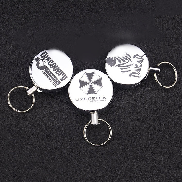 High Elasticity Retractable Wire Rope Key Ring Outdoor Anti-Lost Anti-Theft Retractable Key Ring Random Pattern Delivery(4 cm)