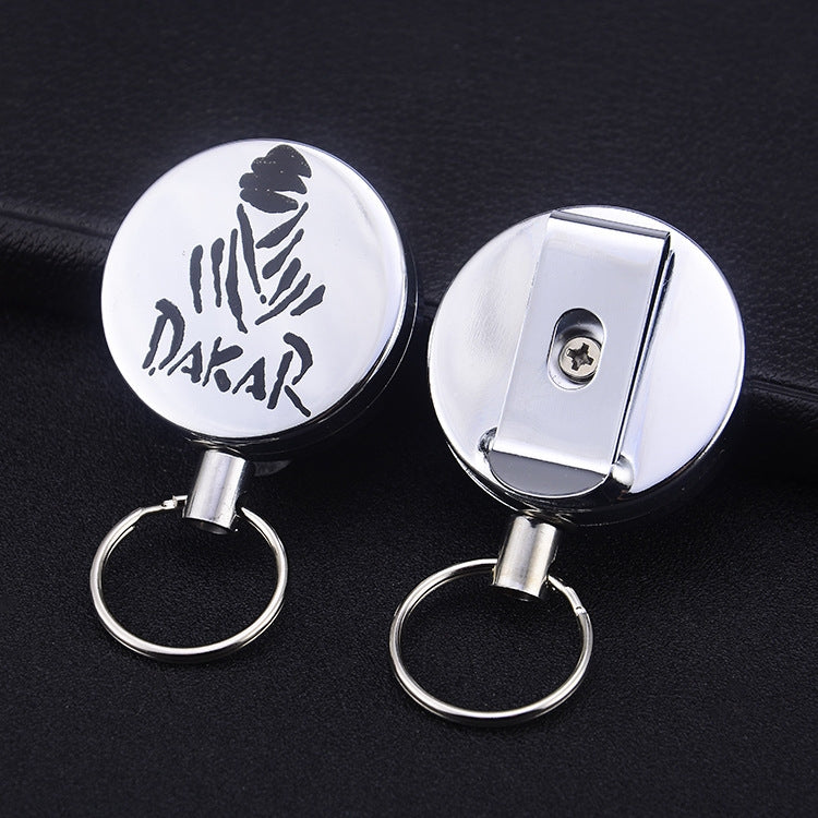 High Elasticity Retractable Wire Rope Key Ring Outdoor Anti-Lost Anti-Theft Retractable Key Ring Random Pattern Delivery(4 cm)