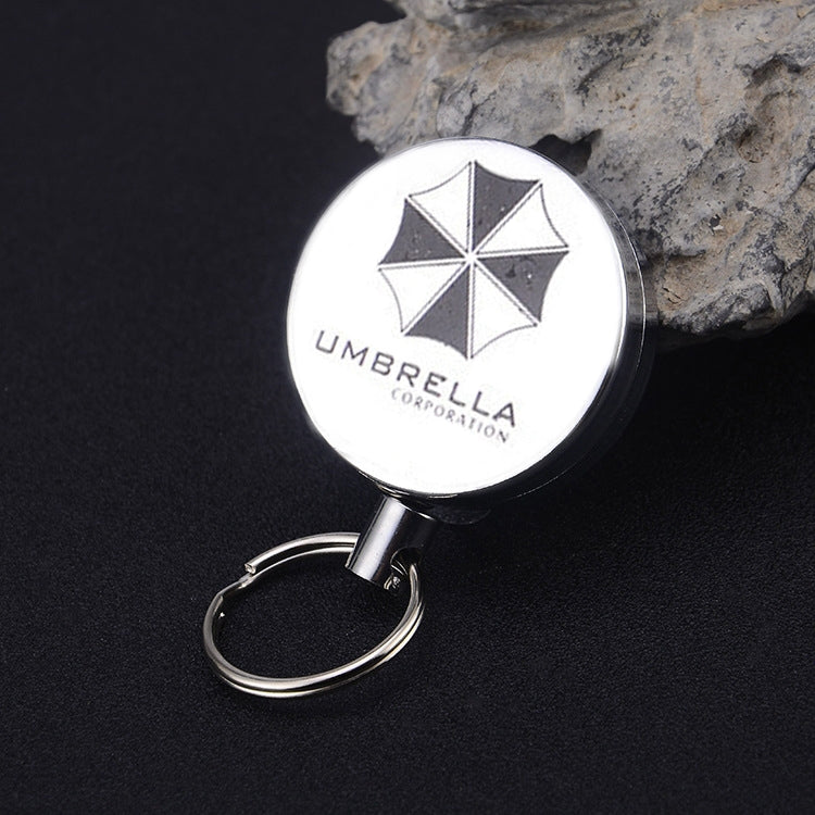 High Elasticity Retractable Wire Rope Key Ring Outdoor Anti-Lost Anti-Theft Retractable Key Ring Random Pattern Delivery(4 cm)