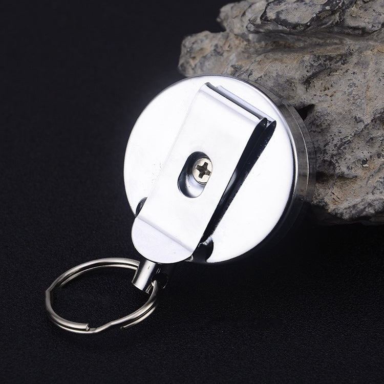 High Elasticity Retractable Wire Rope Key Ring Outdoor Anti-Lost Anti-Theft Retractable Key Ring Random Pattern Delivery(4 cm)
