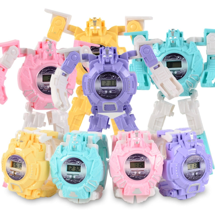 3 PCS Children Electronic Watch Cartoon Deformation Robot Toy Watch(Yellow)