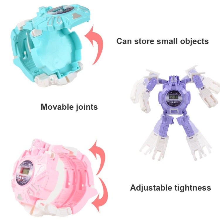 3 PCS Children Electronic Watch Cartoon Deformation Robot Toy Watch(Pink)