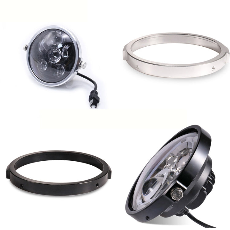 5.75 Inch Round Retro Headlight Ring Motorcycle Headlight Modification Parts(Black)