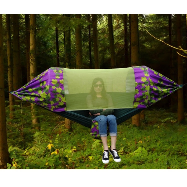 Outdoor Camping Mosquito-Proof Shade Hammock Parachute Cloth Printed Mosquito Net Hammock, Size: 270x140cm(Maple Leaf)