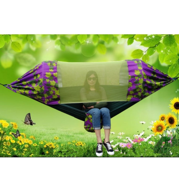 Outdoor Camping Mosquito-Proof Shade Hammock Parachute Cloth Printed Mosquito Net Hammock, Size: 270x140cm(Maple Leaf)