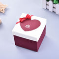 Paper Valentine Day Gift Box With Bow, Specification: 10x10x10cm(Wine Red)