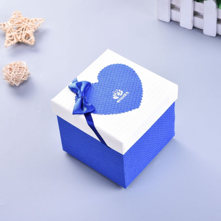 Paper Valentine Day Gift Box With Bow, Specification: 10x10x10cm(Blue)