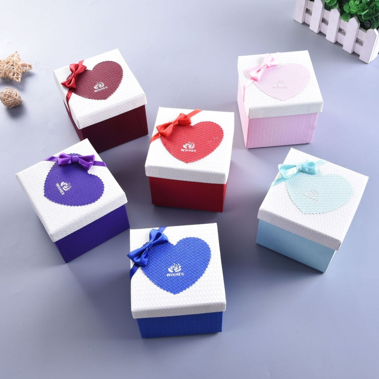 Paper Valentine Day Gift Box With Bow, Specification: 10x10x10cm(Blue)