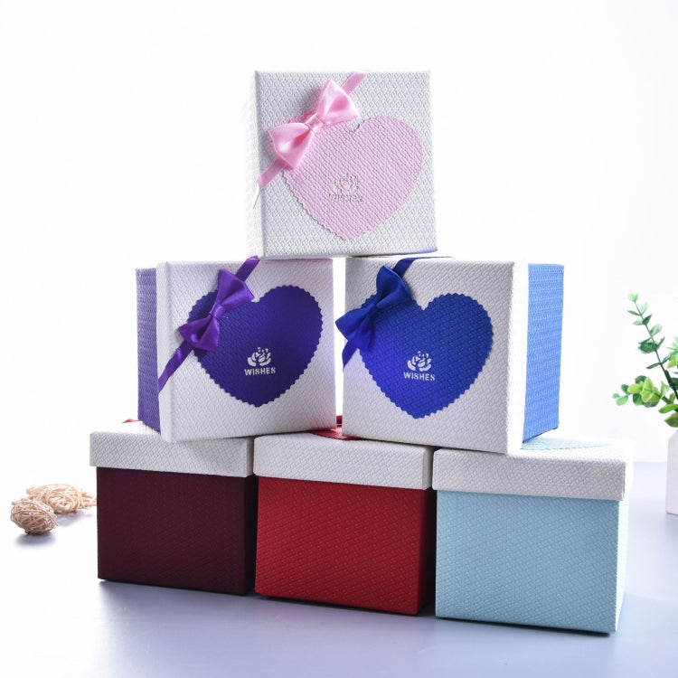 Paper Valentine Day Gift Box With Bow, Specification: 10x10x10cm(Wine Red)