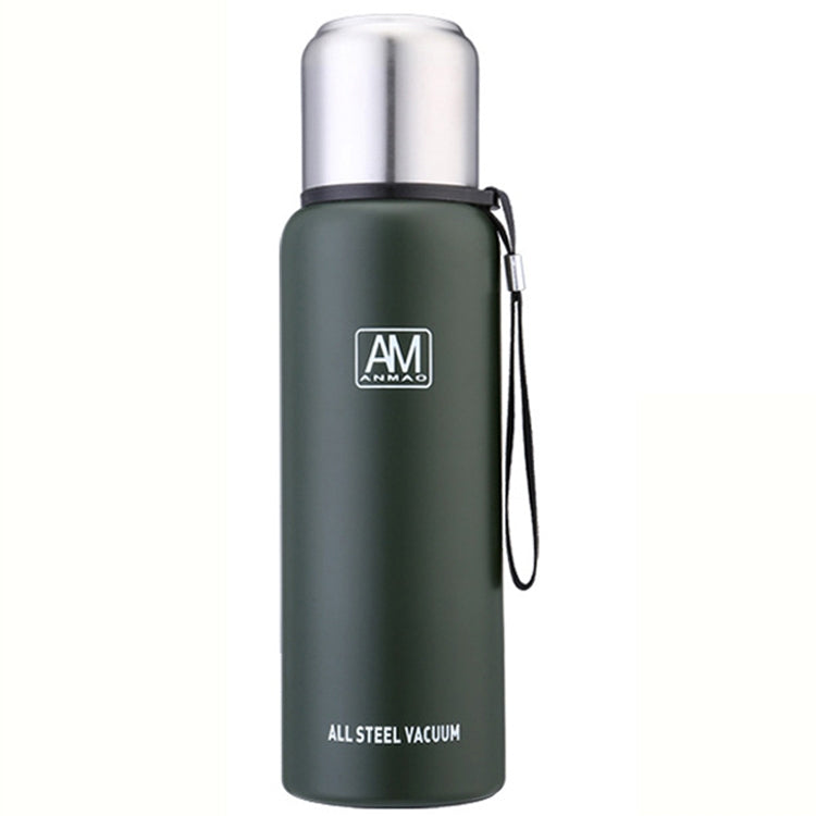 304 Stainless Steel Insulated Mug Large Capacity Sports Water Cup Outdoor Travel Pot, Capacity: 1500ml(Dark Green)