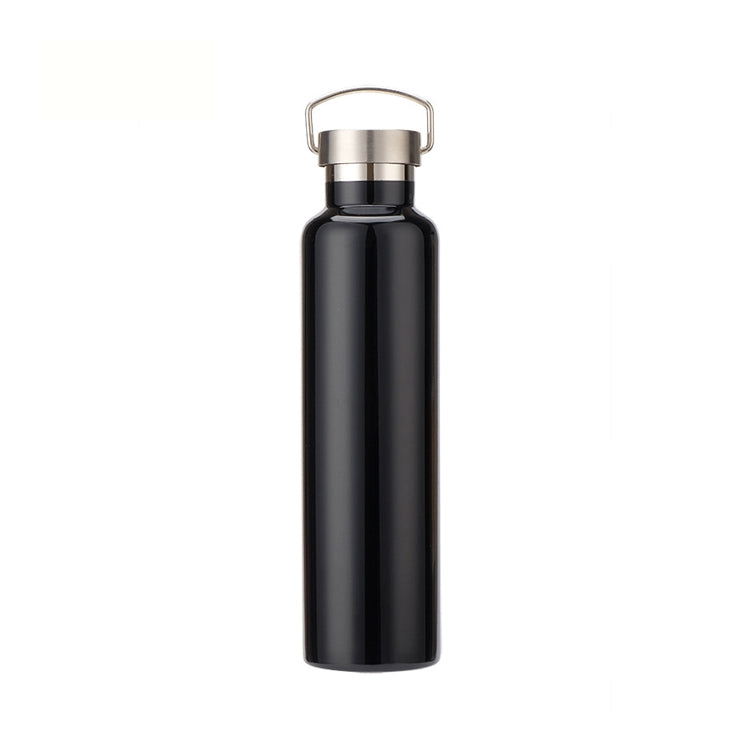 304 Vacuum Stainless Steel Vacuum Flask Double-Layer Large-Capacity Outdoor Water Bottle Mountaineering Sports Bottle, Capacity: 500ml(Black)