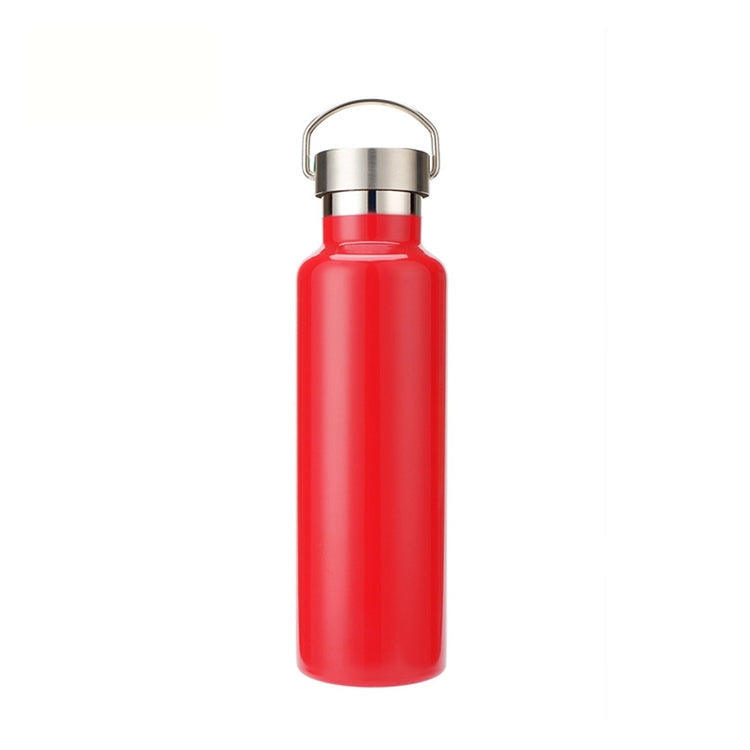 304 Vacuum Stainless Steel Vacuum Flask Double-Layer Large-Capacity Outdoor Water Bottle Mountaineering Sports Bottle, Capacity: 600ml(Red)