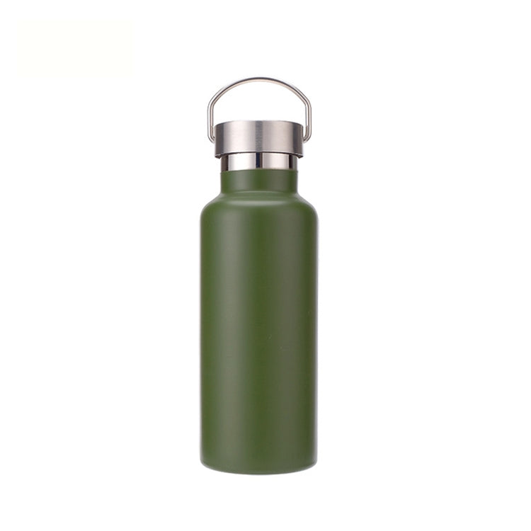 304 Vacuum Stainless Steel Vacuum Flask Double-Layer Large-Capacity Outdoor Water Bottle Mountaineering Sports Bottle, Capacity: 600ml(Green)