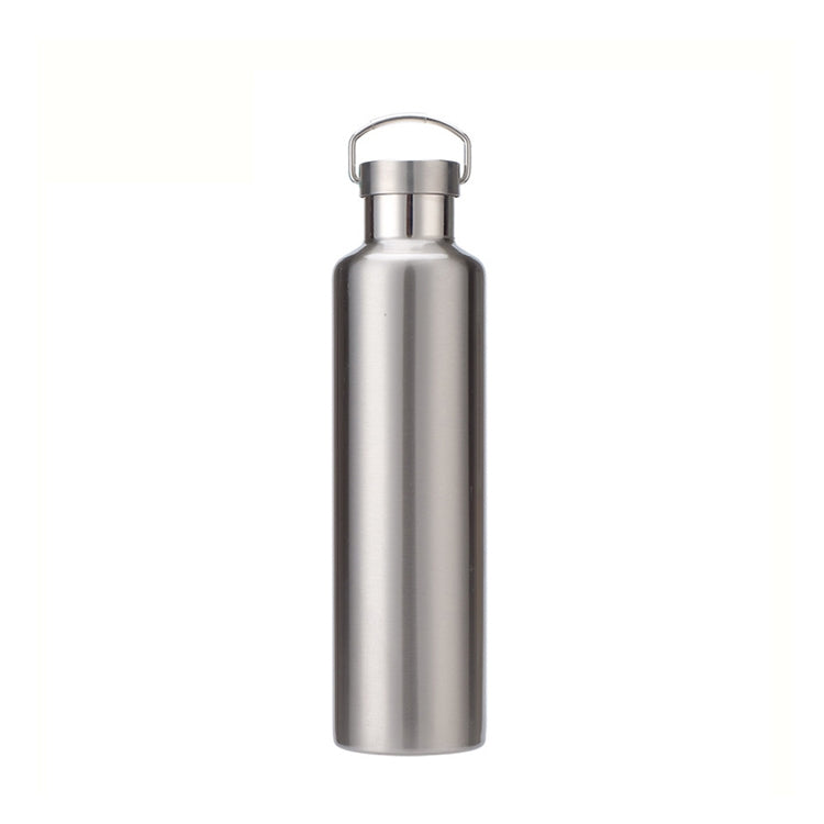 304 Vacuum Stainless Steel Vacuum Flask Double-Layer Large-Capacity Outdoor Water Bottle Mountaineering Sports Bottle, Capacity: 600ml(Steel Color)