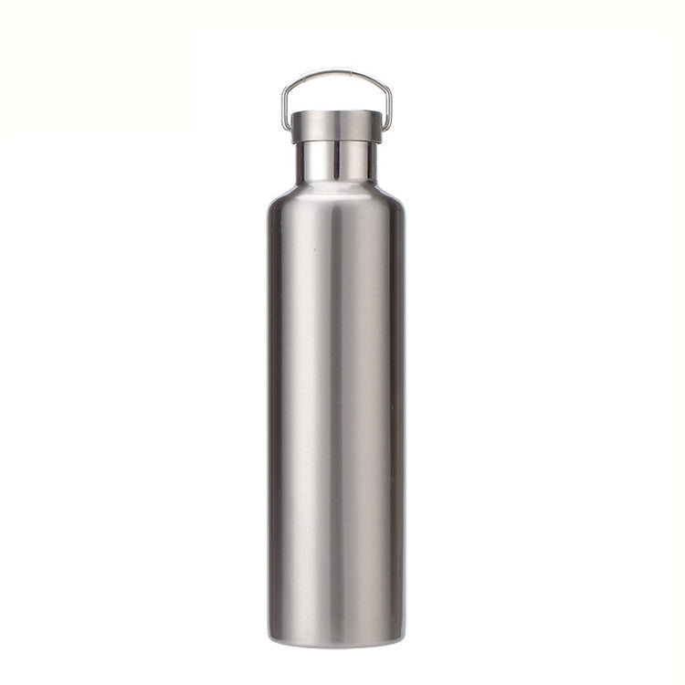 304 Vacuum Stainless Steel Vacuum Flask Double-Layer Large-Capacity Outdoor Water Bottle Mountaineering Sports Bottle, Capacity: 750ml(Steel Color)