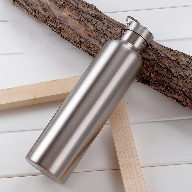 304 Vacuum Stainless Steel Vacuum Flask Double-Layer Large-Capacity Outdoor Water Bottle Mountaineering Sports Bottle, Capacity: 750ml(Steel Color)