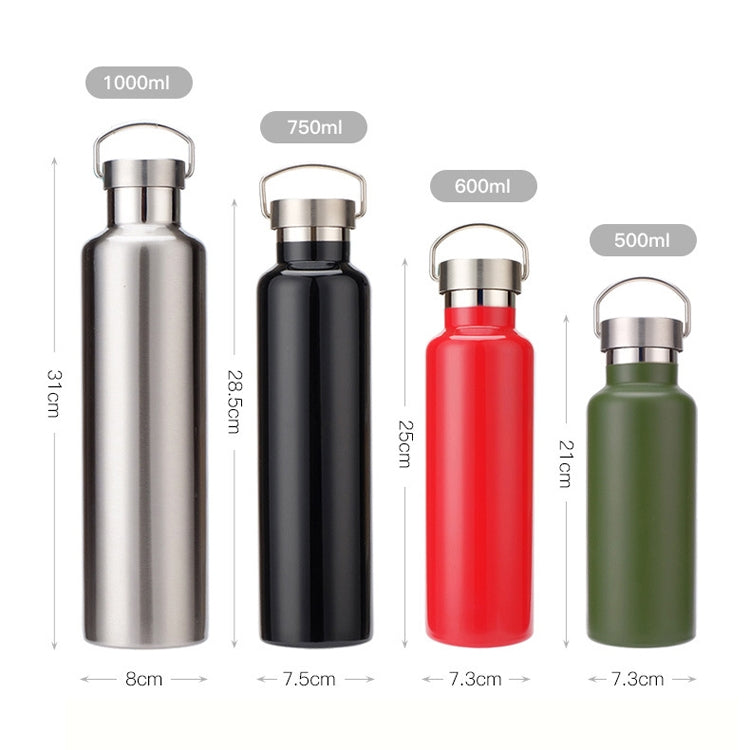 304 Vacuum Stainless Steel Vacuum Flask Double-Layer Large-Capacity Outdoor Water Bottle Mountaineering Sports Bottle, Capacity: 750ml(Red)