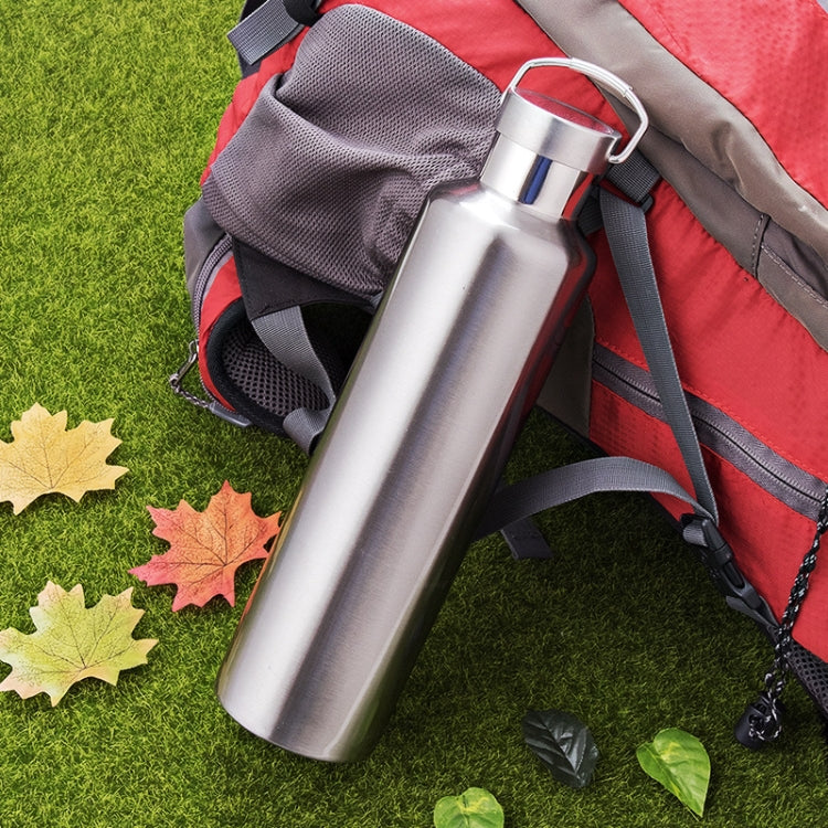 304 Vacuum Stainless Steel Vacuum Flask Double-Layer Large-Capacity Outdoor Water Bottle Mountaineering Sports Bottle, Capacity: 750ml(Black)