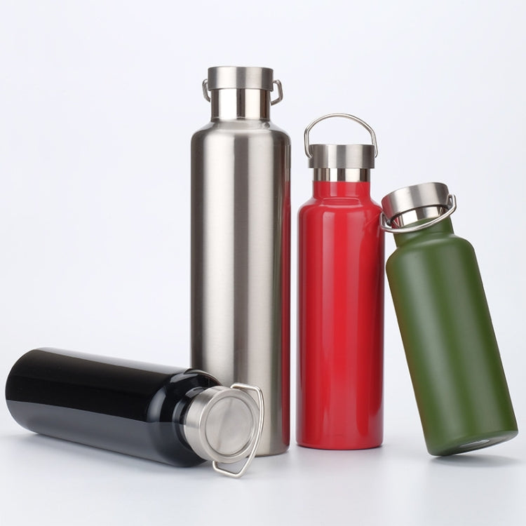 304 Vacuum Stainless Steel Vacuum Flask Double-Layer Large-Capacity Outdoor Water Bottle Mountaineering Sports Bottle, Capacity: 750ml(Green)