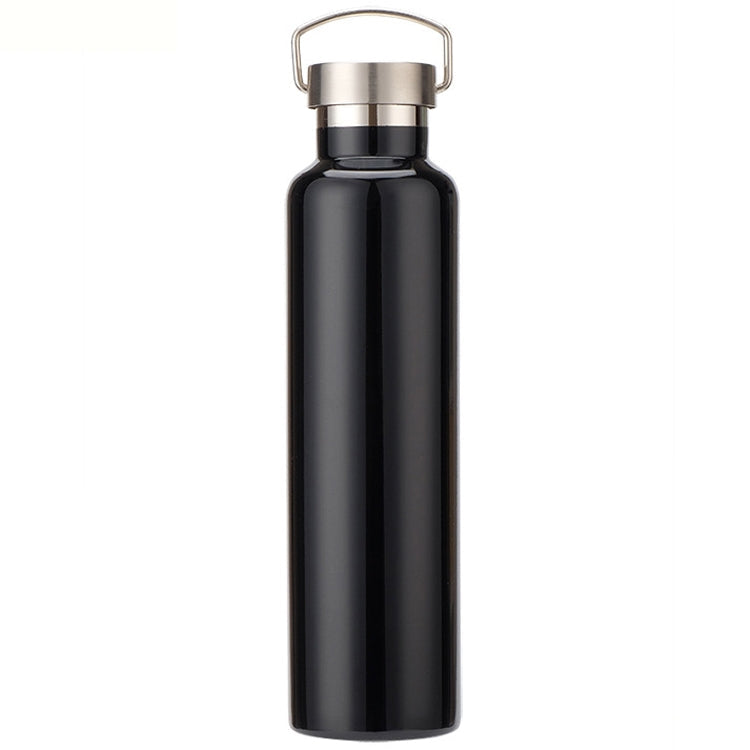 304 Vacuum Stainless Steel Vacuum Flask Double-Layer Large-Capacity Outdoor Water Bottle Mountaineering Sports Bottle, Capacity: 1000ml(Black)