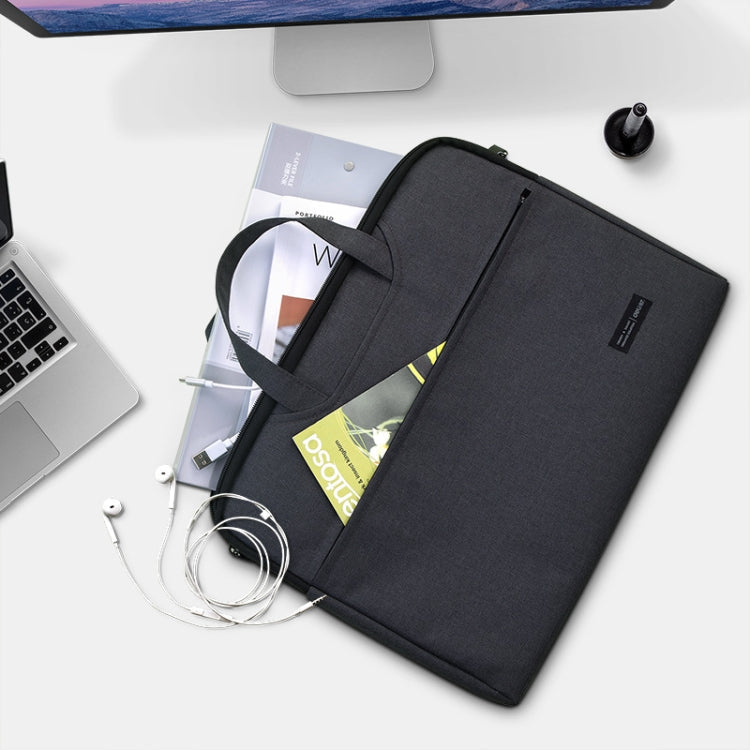 Deli 5590 Portable Briefcase Meeting Record Storage Bag Computer Bag(Gray)