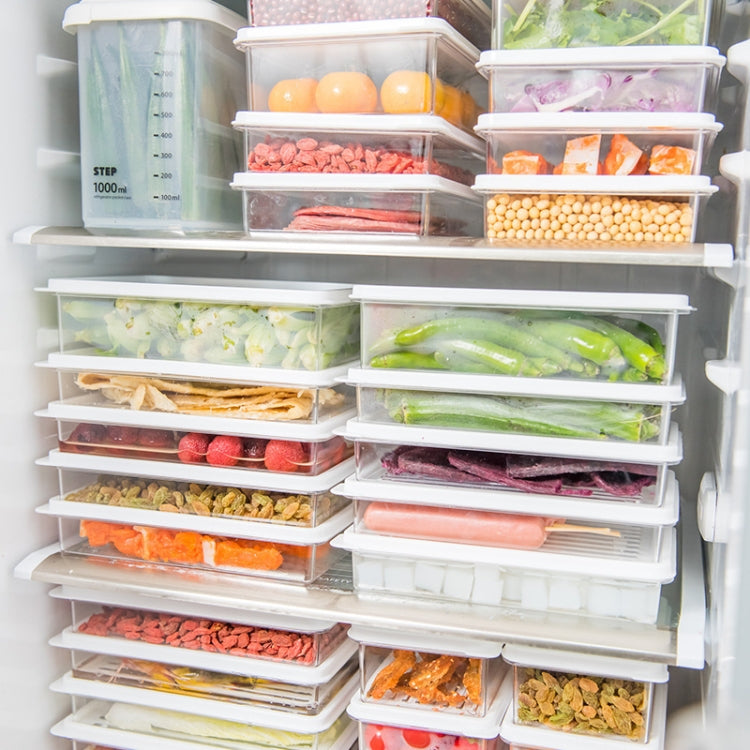 Refrigerator Storage Fresh-Keeping Box Kitchen Can Be Stacked With Frozen Fruit Sealed Box, Size: Large(White)