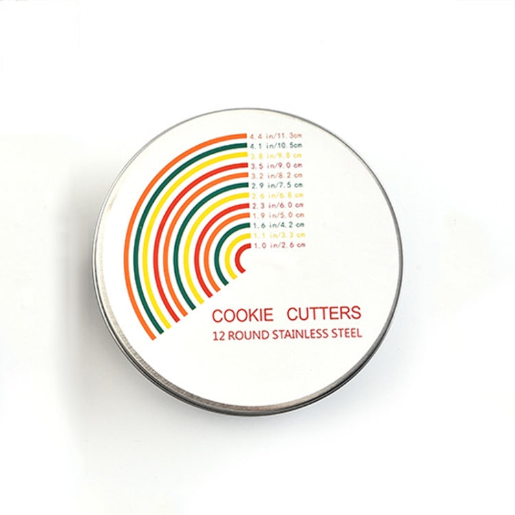 12 in 1 Stainless Steel Biscuit Cutting Set Fondant Biscuit Mold Round Cake Baking Mold, Specification: Color Cake Mold