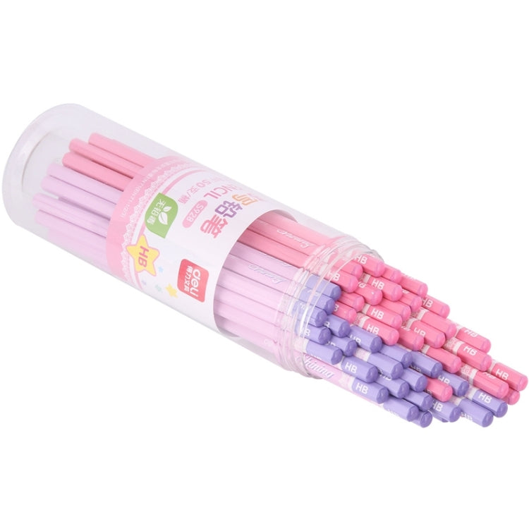 Deli S928 50 PCS/Barrel HB Pencil Students Round Writing Pencil(Red)