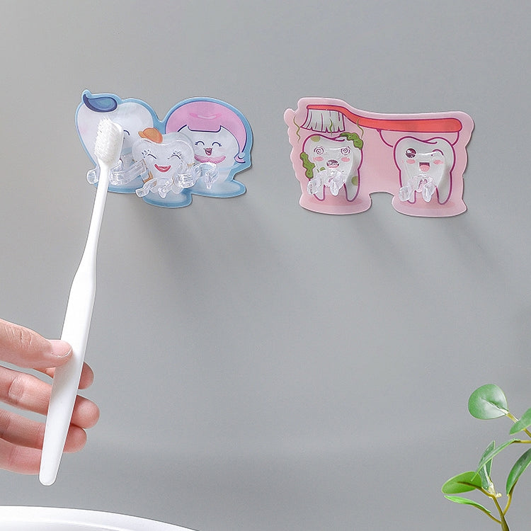 Bathroom Washing Hook Toothbrush Holder(Lake Blue 3 Hooks)