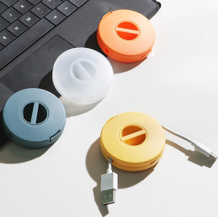 Round Data Cable Storage Box Earphone Storage Collection Box(Orange)