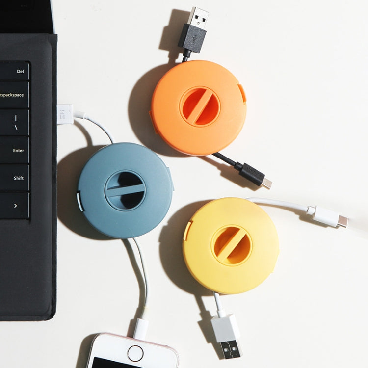Round Data Cable Storage Box Earphone Storage Collection Box(Transparent)