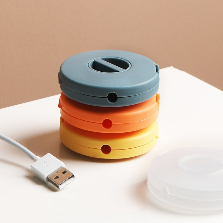 Round Data Cable Storage Box Earphone Storage Collection Box(Orange)