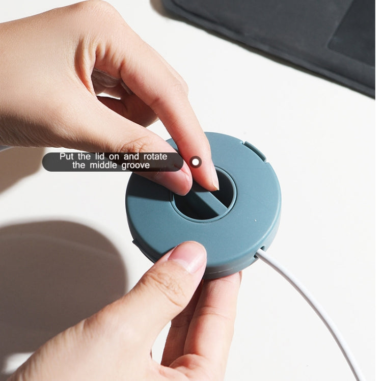 Round Data Cable Storage Box Earphone Storage Collection Box(Blue)