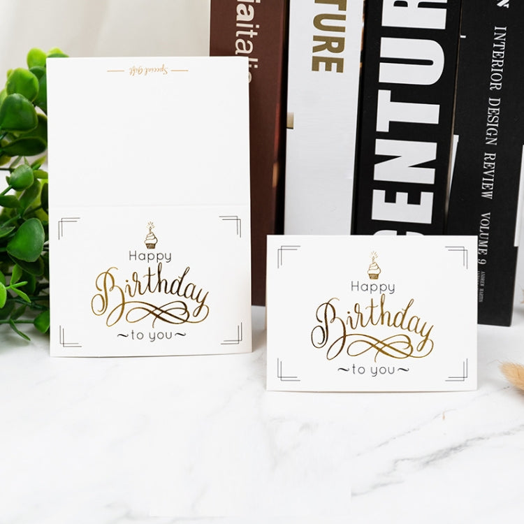 100 PCS Valentines Day Bronzing Greeting Card Flower Shop Birthday Thank You Card(Happy Birthday)