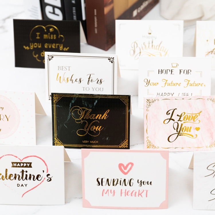 100 PCS Valentines Day Bronzing Greeting Card Flower Shop Birthday Thank You Card(Happy Birthday)