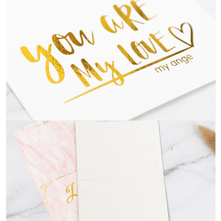 100 PCS Valentines Day Bronzing Greeting Card Flower Shop Birthday Thank You Card(I Miss You Every Day)