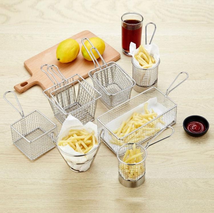 J13446L Stainless Steel Mini Fries Basket Restaurant Snack Bread Plate