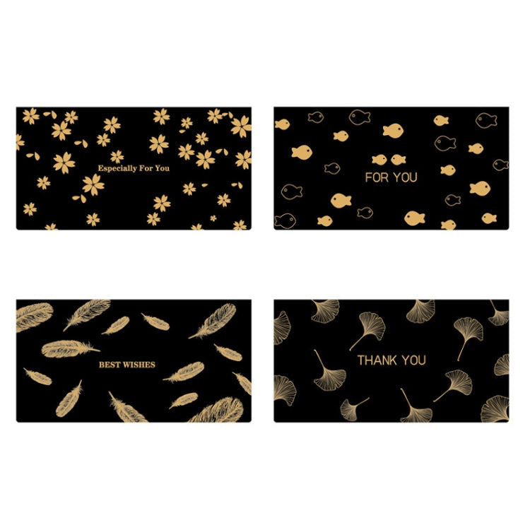 12 PCS Black Bronzing Greeting Card Holiday High-End Golden Blessing Greeting Card With Envelope(Ginkgo)