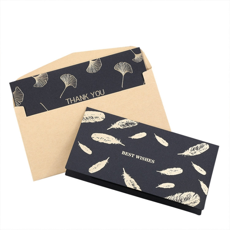 12 PCS Black Bronzing Greeting Card Holiday High-End Golden Blessing Greeting Card With Envelope(Ginkgo)