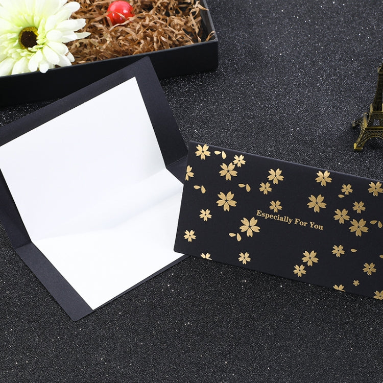 12 PCS Black Bronzing Greeting Card Holiday High-End Golden Blessing Greeting Card With Envelope(Ginkgo)