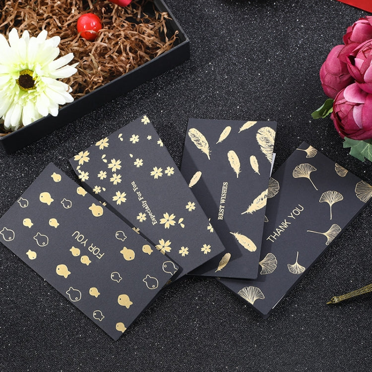 12 PCS Black Bronzing Greeting Card Holiday High-End Golden Blessing Greeting Card With Envelope(Ginkgo)